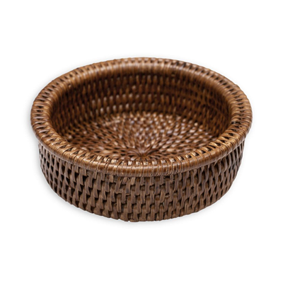 Caspari Rattan Wine Bottle Holder / Coaster - Dark Natural 