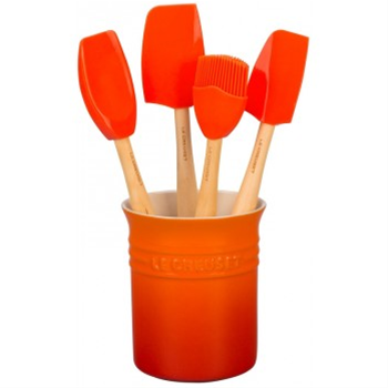 Le Creuset Craft Series 5-Piece Utensil Set with Crock - Flame (Volcanic)