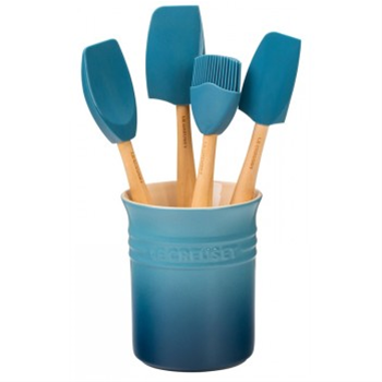 Le Creuset Craft Series 5-Piece Utensil Set with Crock - Marine 