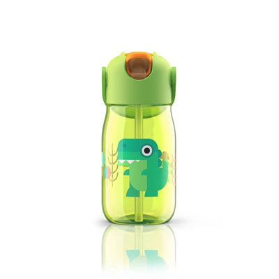 ZOKU Kids Flip Straw Bottle - Green Dino 