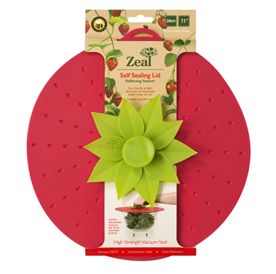 zeal 11" Push To Seal Silicone Lid - Strawberry