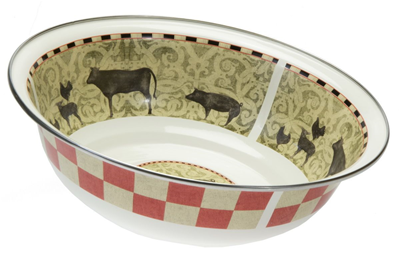 Golden Rabbit Enamelware Serving Bowl - Farm to Table