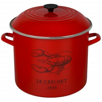Le Creuset Lobster 16-qt Stockpot - Cerise with Printed Design