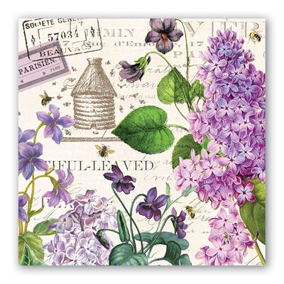 Michel Design Works 3-Ply Paper Luncheon Napkins - Lilac & Violets 