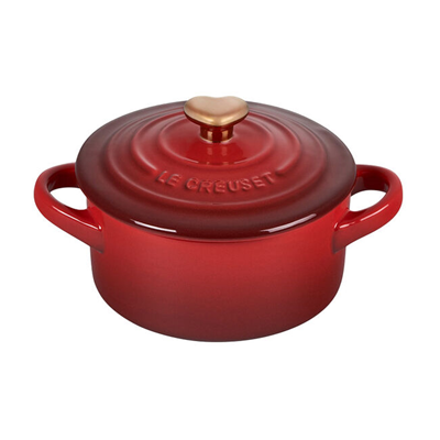 Le Creuset Mini Cocotte with Heart Knob - Cerise 