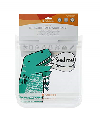 Full Circle ZipTuck Reusable Sandwich Bag Set - Dinosaur 