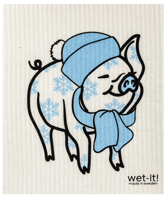 Swedish Treasures Wet-It Swedish Dishcloths - Winter Pig  