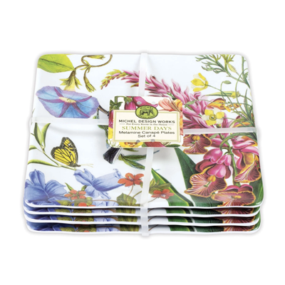 MDW Melamine Serveware Canape Plate Set - Summer Days - Set of 4 