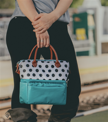 Urban Lunch Bag - Teal & Polka Dot