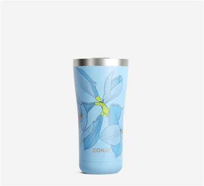Zoku 20oz 3in1 Stainless Steel Powder Coated Tumbler - Sky Lily Floral