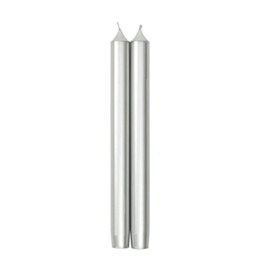 Caspari Straight Taper 10" Candles - Silver