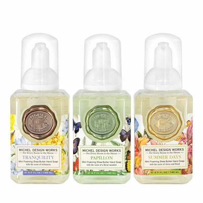 Michel Design Works Mini Foaming Hand Soap Set - Tranquility, Papillon, and Summer Days