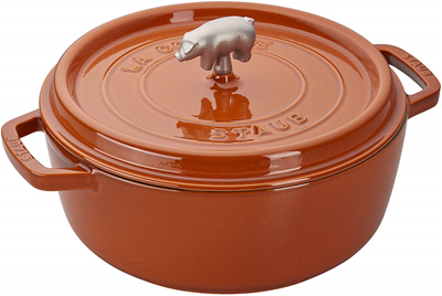 Staub 6qt Cochon Shallow Round Cocotte - Burnt Orange 