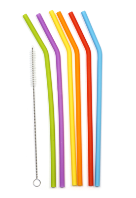 RSVP Silicone 10" Reusable Straws - Pack of 6 