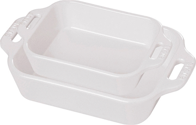 Staub Ceramic Rectangle Baking Dish Set, Matte White - Set of 2 