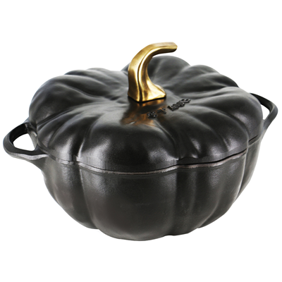 Staub Cast Iron Pumpkin Cocotte, 3.5QT - Matte Black 