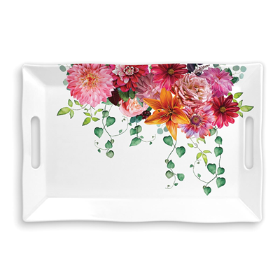 Michel Design Works Sweet Floral Melody Large Melamine Serveware Tray