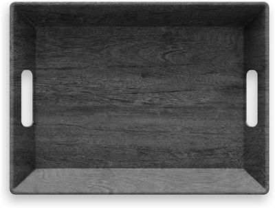 Tarhong Melamine Faux Blackened Wood Handled Tray