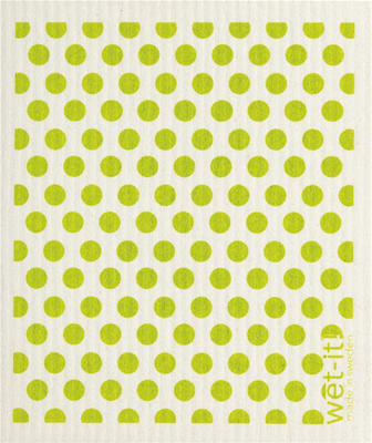 Wet-It Swedish Dishcloths - Green Dots (Small) 