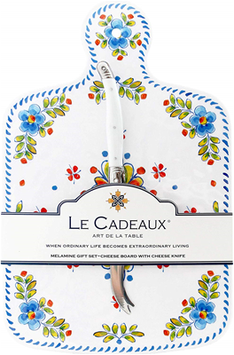 Le Cadeaux Madrid White Cheeseboard & Laguiole Cheese Knife Gift Set 