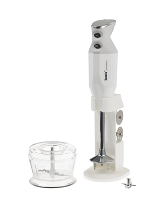 Bamix Deluxe M150 Immersion Hand Blender with Dry Grinder and Table Stand - White 