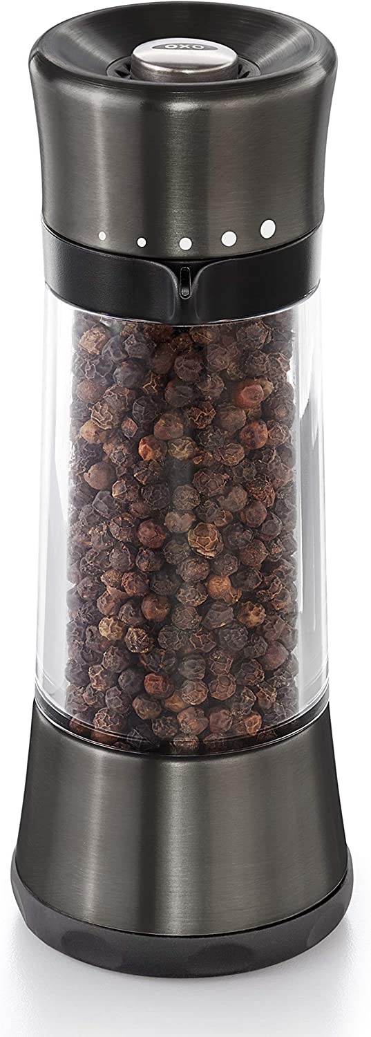  OXO Good Grips Mess-Free Pepper Grinder, Stainless Steel