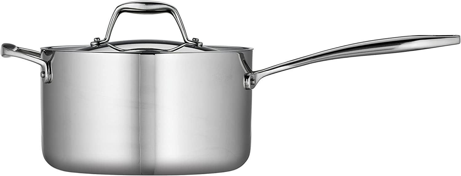 Tramontina Gourmet Tri-Ply Clad 4 Quart Covered Sauce Pan - Stainless