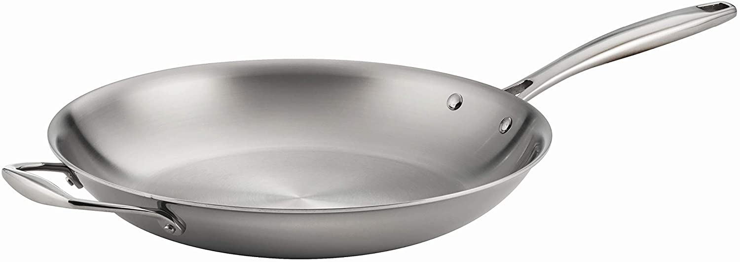 Tramontina Gourmet Stainless Steel Tri-Ply Clad 12 Fry Pan with Helper  Handle