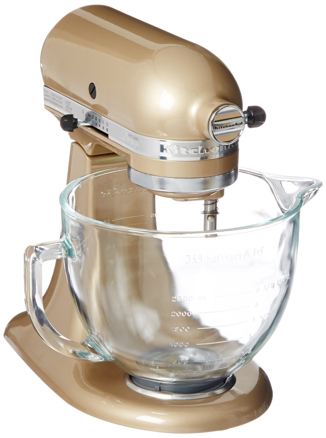 KitchenAid Mixer Artisan 5 Quart Capacity Glass Bowl Mixer - Champagne Gold