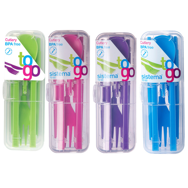 Sistema To Go Collection 4 Piece Cutlery Set, Assorted Colors