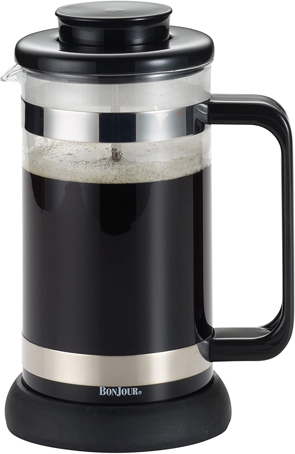 Bonjour Riviera 8 Cup Black French Press with Coaster