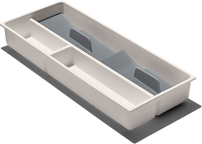 Natural Unpainted Wood 26 x 17 x 5 cm Small Wooden 2 Compartment Cutlery Tray Utensil Sorter Tabletop Presentation Box Tidy Organiser Two Sections Insert 