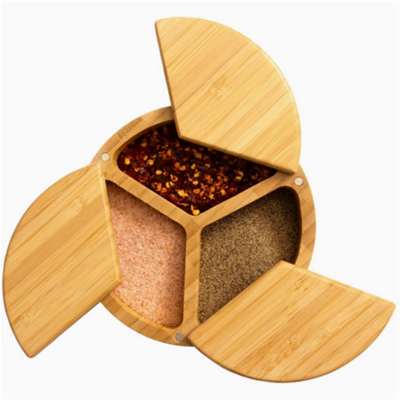 Trio Salt Cellar Storage Box with Swivel Lids