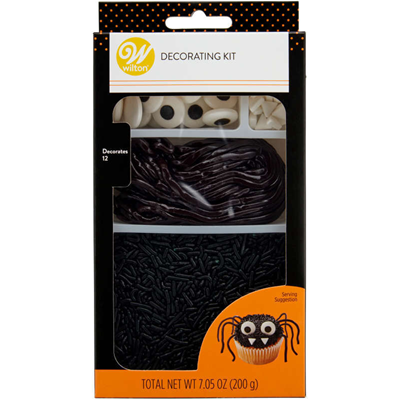Halloween Black Spider Cupcake Decorating Kit