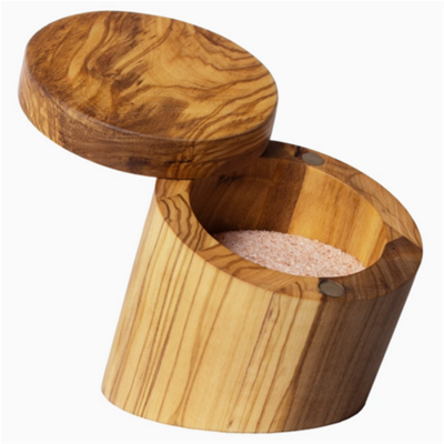 Rock & Branch Olive Wood Salt Cellar with Swivel Lid