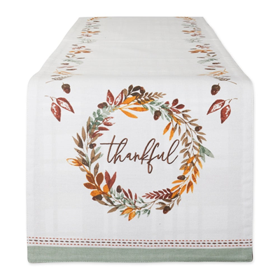 DII Thankful Autumn Wreath Reversible Embellished Table Runner