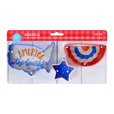 America 3 PC Color Cookie Cutter Set