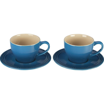 Le Creuset Cappuccino Cup and Saucer Set of 2 - Blue