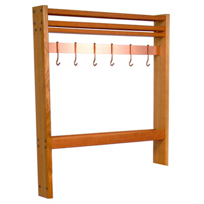 John Boos Pot Rack for Pro Prep Block - 36" Size Copper flat Bar with Hooks 