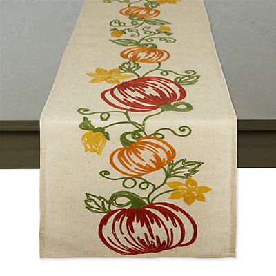 DII Fall Pumpkin Vine Embroidered Table Runner
