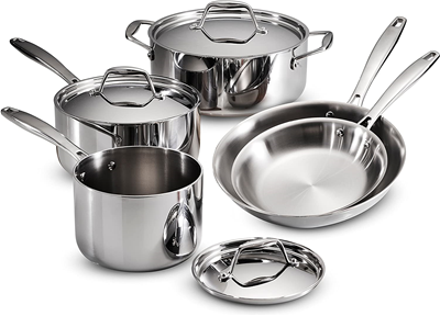  Tramontina Gourmet Stainless Steel Tri-Ply Clad 8-Piece Cookware Set 
