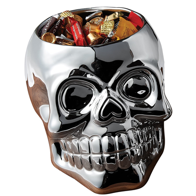 DII Halloween Silver Skull Candy Bowl