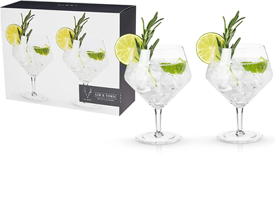 Viski Angled Crystal Gin & Tonic Glasses 