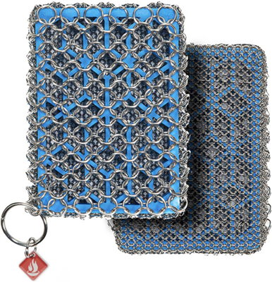 Knapp Combo Chainmail Cast Iron Scrubber with Silicone Core - Blue