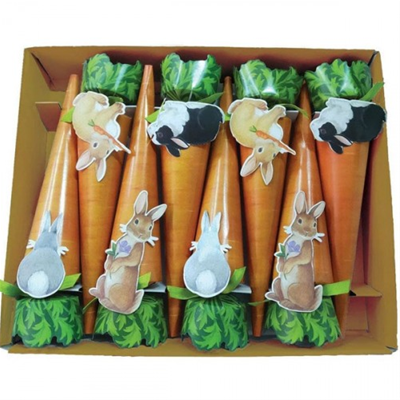 Caspari LUX Bunnies & Carrots Cone Celebration Crackers