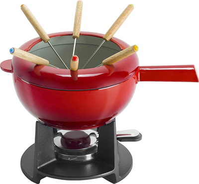 Zwilling Fondue Pot with Forks - Cherry Red
