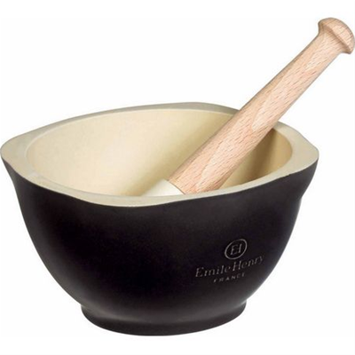 Emile Henry Mortar & Pestle - Charcoal