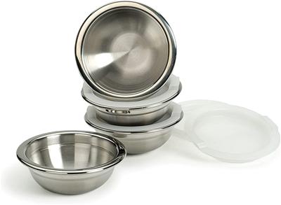 RSVP 8 Piece Stainless Steel Prep Bowls Set with Lids