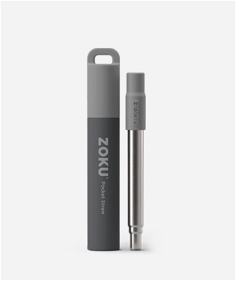 Zoku Two Tone Pocket Straw - Grey