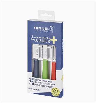 Essentiels + Trio Set - Blue Paring, Green Serrated and Red Peeler